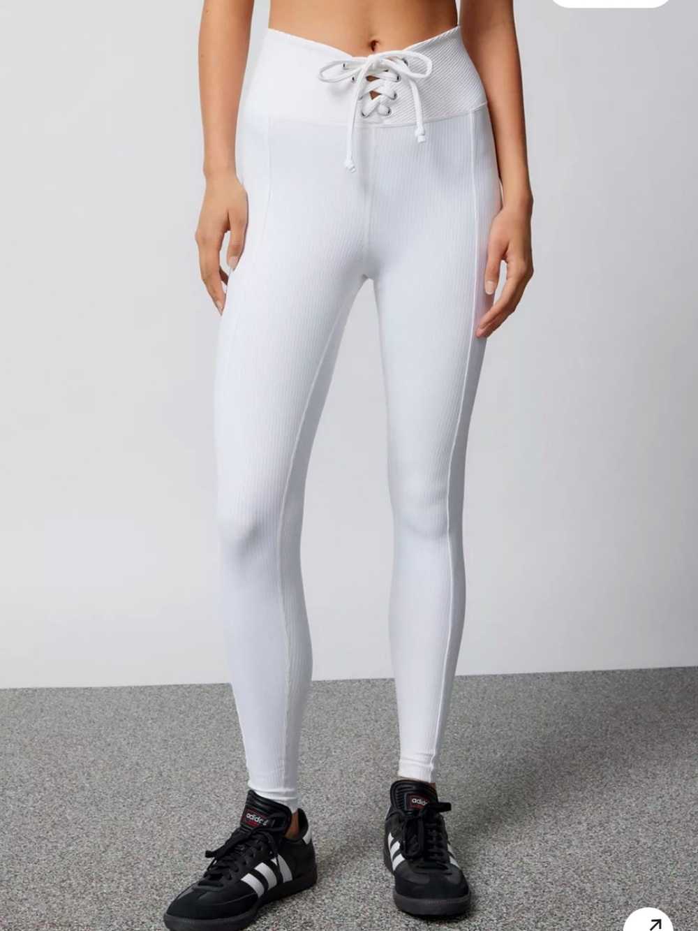 Brand new Year of Ours High-Waist White Ribbed Lace-Up Leggings Small